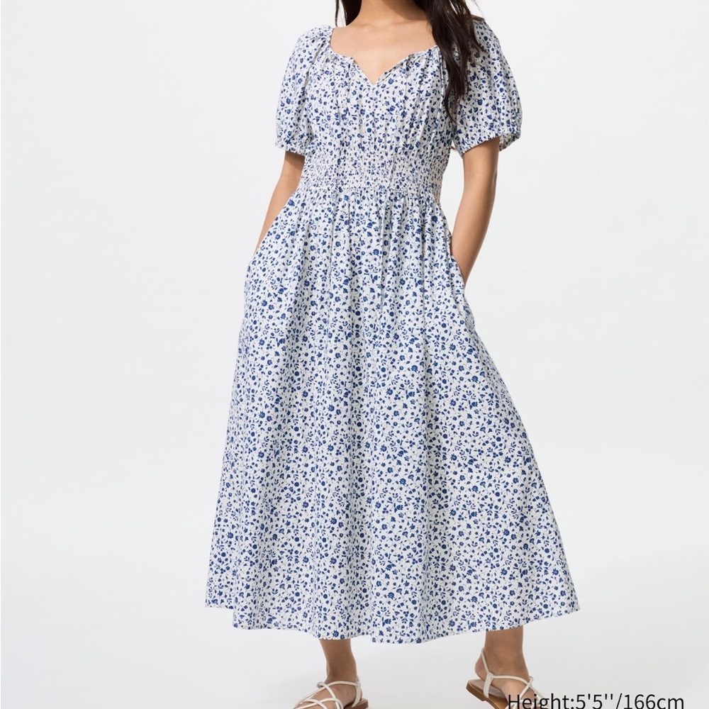 Uniqlo Volume Sleeve Dress | Printed